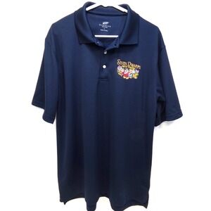 Ultra Club Cool & Dry Mens Polo‎ Shirt Seven Dwarfs Mine Train Navy Bl Sz L READ